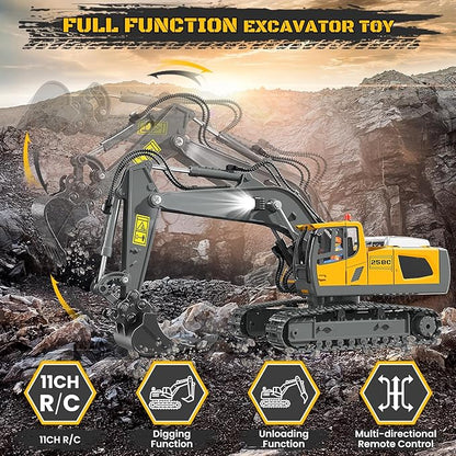 YI GONG RC Excavator Toy – 11 Channel Remote Control (Open Box)